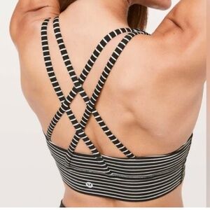 Lululemon Energy Bra Long Line Mod Stripe Black White Size 6